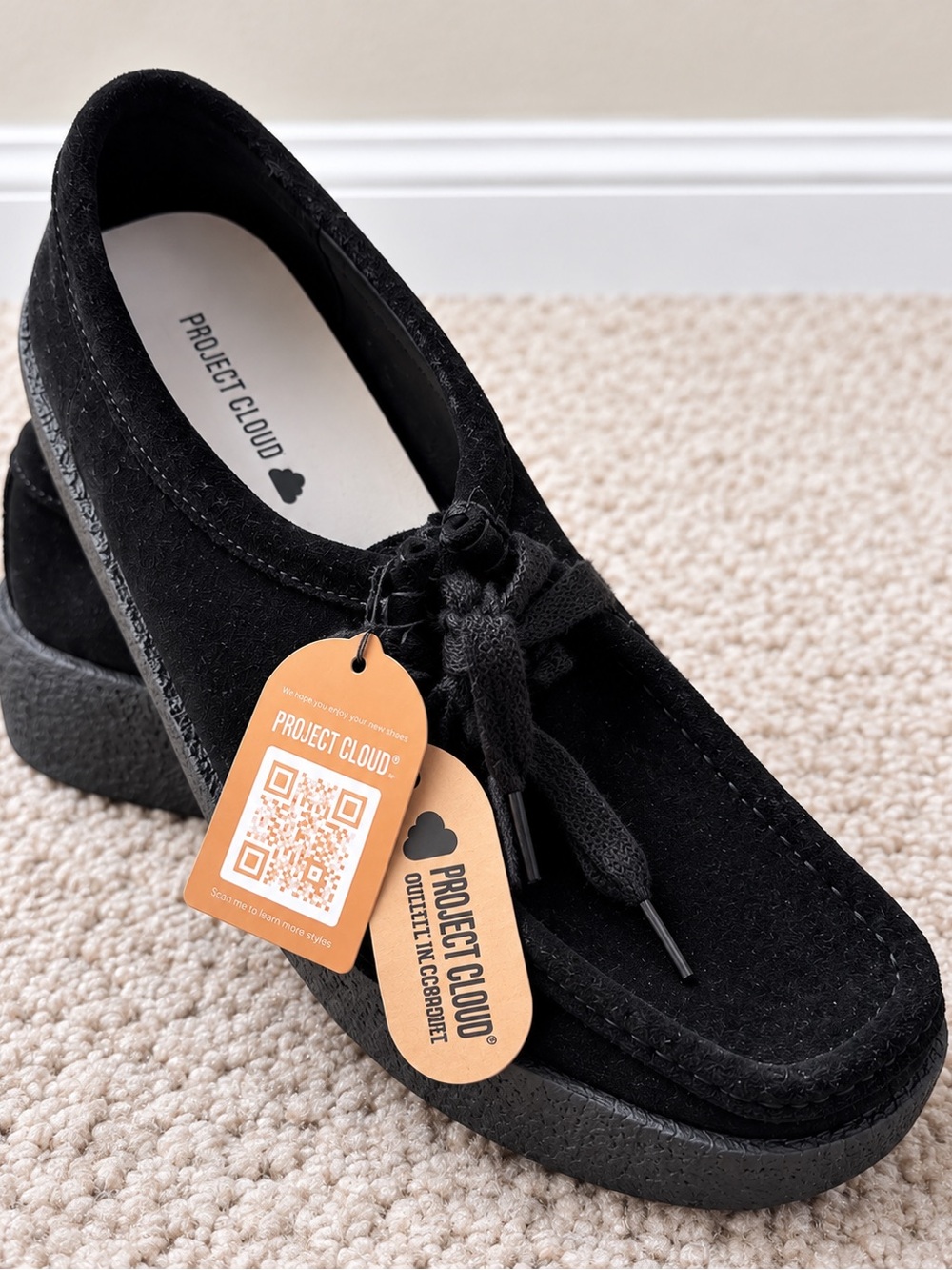 Project Cloud Women's Black Suede Platform Loafers